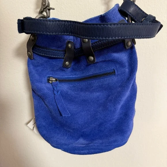 NWT Free People Blue Suede Bucket Bag - Picture 4 of 10